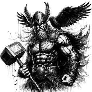 Viking Warrior Digital Art PNG JPEG & SVG Tribal Tattoo Download norse svg Thor png viking svg Valhalla Odin svg viking tattoo