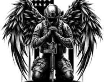American Patriot - Repentance Soldier military svg army svg Digital Art PNG JPEG & SVG Instant Download angel svg patriotic svg america svg