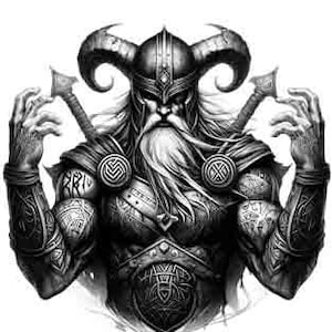 Viking Warrior Digital Art PNG JPEG & SVG Tribal Tattoo Download norse svg Thor png viking svg Valhalla Odin svg viking tattoo