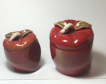 Vintage Set of 2 Apple Canisters