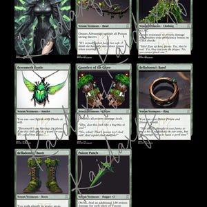 Cartes d'objets magiques D&d - Vêtements de venin
