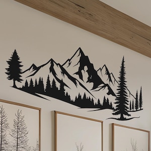 Mountain Design Laser Cut SVG DXF Files Wall Sticker Engraving Decal Png Silhouette Template CNC Cutting Router Digital Vector Download