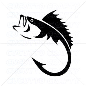 Svg de pesca de lubina, Svg de anzuelo de pesca, Svg de pescador, Papá pescador, Archivo de corte vectorial Cricut, Silueta, Pdf Png Eps Dxf, Calcomanía, Pegatina, Vinilo