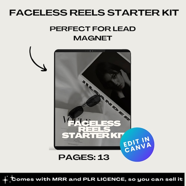 FACELESS reels starter kit | Digital Marketing| Instagram Reels| Faceless marketing| Lead magnet | PLR product| MRR product| eBook