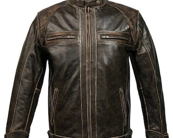 Echt zwart leren herenjack Biker motorfiets motorjack Bestsellers