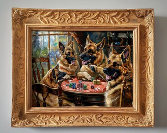 Dogs Playing Poker | German Shepherds | Painting | Digital Download