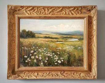 Meadow with Pond | Serene Landscape | Oil Painting | Digital Download