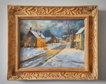 Winter Village | Town Square | Painting | Digital Download | 1