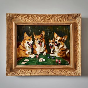 Perros jugando al póquer / Corgis / Pintura / Descarga digital