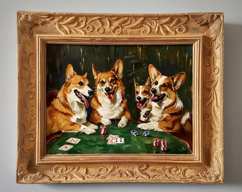 Dogs Playing Poker | Corgis | Painting | Digital Download
