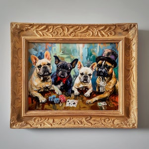 Cães Jogando Pôquer | Buldogues Franceses | Pintura | Download Digital | 2