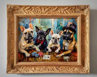 Dogs Playing Poker | French Bulldogs | Painting | Digital Download | 2