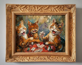 Cats Playing Poker | Painting | Digital Download | 1
