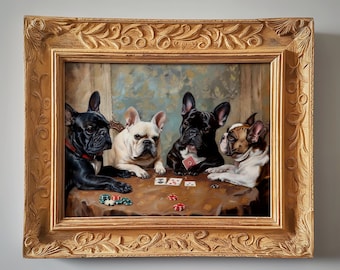 Dogs Playing Poker | French Bulldogs | Painting | Digital Download | 1