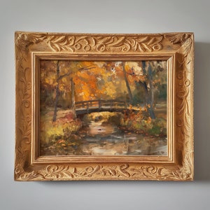Bridge over Stream | Peaceful Landscape | Oil Painting | Digital Download | 2