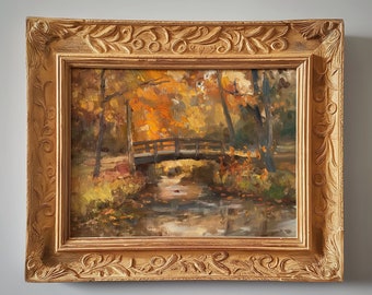 Bridge over Stream | Peaceful Landscape | Oil Painting | Digital Download | 2