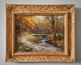 Bridge over Stream | Peaceful Landscape | Oil Painting | Digital Download | 1