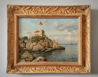 Lighthouse Painting | Calm Seas | Boats | Digital Download | 4