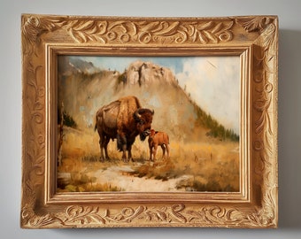 Bison and Calf | Painting | Digital Download
