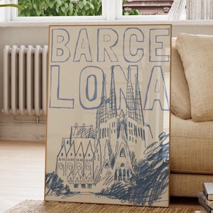 Impression d&#39;art esquisse de la Sagrada Familia : affiche de voyage à Barcelone (téléchargement numérique)