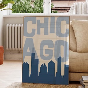 Chicago Art Print Vintage Chicago Wall Art Trendy Home Decor Retro Chicago Print Minimalist Chicago Art Chicago Poster Printable Wall Art