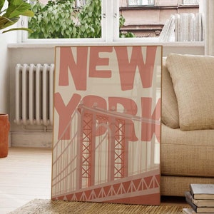 New York Art Print Vintage NYC Wall Art Retro New York City Poster Minimalist New York Art NYC Poster Trendy Home Decor Printable Wall Art
