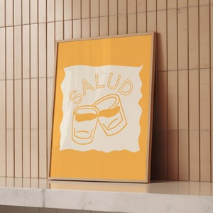 Salud print retro bar print Mexicaanse print vintage gele bar winkelwagen poster Spaanse muur kunst Mexico print trendy bar decor retro drankjes print