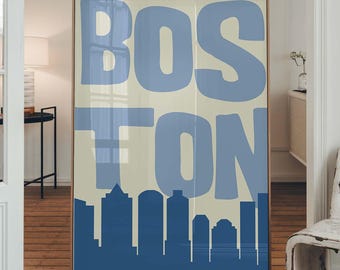 Boston Poster – Blue Skyline Wall Art Print (Digital Download)