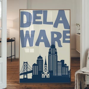 Delaware Poster – Blue State Skyline Wall Art (Digital Download)