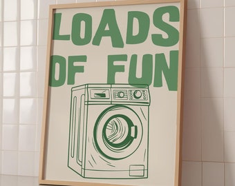 Funny Laundry Room Print: Green Minimalist Art (Digital Download)