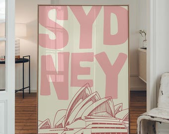 Vintage Sydney Opera House Art Print: Retro Pink Home Decor (Digital Download)