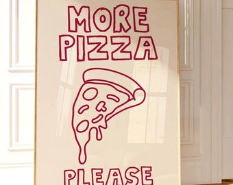 Funny Pizza Print: Minimalist Kitchen Food Poster (Digital Download)