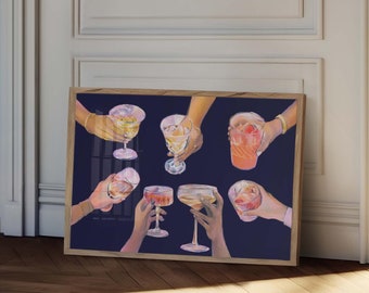 Cheers Cocktail Print: Retro Bar Cart Art (Digital Download)