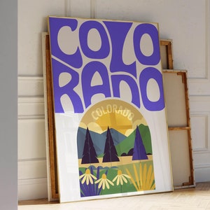 Retro Colorado Art Print, Colorado Wall Art, Vintage Travel Poster, Modern Mountain Decor, Digital Download Poster, Scenic Landscape Art