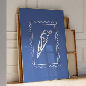 Eis Druck Trendy Küche Dekor Retro Essen Poster Blau Stempel Wand Kunst Vintage Sommer Druck Minimalistische Wohnheim Dekor druckbare Wandkunst