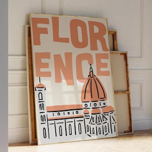 Kunstdruck der Skyline von Florenz, Italien: Minimalistische Domillustration (Digitaler Download)