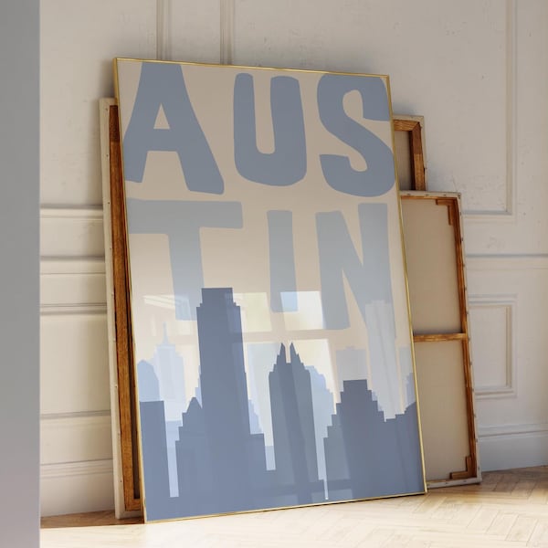 Póster de Austin – Arte mural con el horizonte azul (Descarga digital)