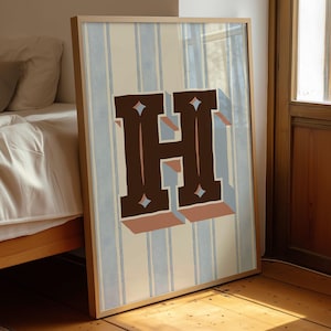 Vintage Letter H Printable Wall Art: Monogram Nursery Decor