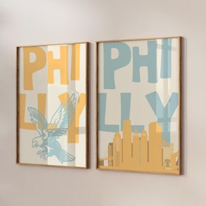 Philly Art Print Vintage Philadelphia Wall Art Retro Philly Posters Minimalist Philly Art Philadelphia Art Trendy Home Decor Set Of 2 Prints