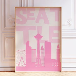 Seattle Skyline Print – Pink City Wall Art (Digital Download)