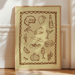 Vintage Food Illustration Print: Minimalist Kitchen Wall Art (Digital Download)