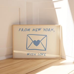 Impresión artística de Nueva York, arte de pared vintage de Nueva York, póster retro de la ciudad de Nueva York, arte minimalista de Nueva York, póster de Nueva York, decoración moderna para el hogar, arte imprimible azul