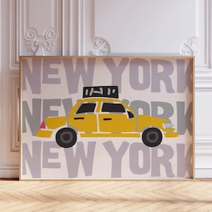 New York Taxi Poster: Modern Yellow Cab Wall Art (Digital Print)