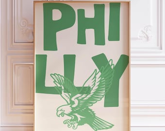 Philly Art Print Vintage Eagle Poster Retro Philadelphia Print Minimalist Wall Art Philadelphia Poster Trendy Home Decor Printable Art Green