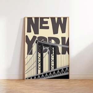 New York Art Print Vintage NYC Wall Art Retro New York City Poster Minimalist New York Art NYC Poster Trendy Home Decor Printable Art Black