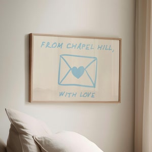 Kapelle-Hill-Poster Liebesbrief Trend Trend Wohnheim Dekor North Carolina Poster Retro Druck Kapelle-Hill-Druck College Poster druckbare Kunst blau