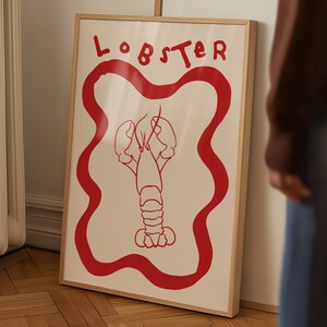 Funky Lobster Kitchen Print: Retro Coastal Maximalist Art (Digital Download)