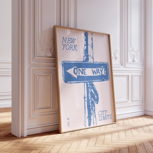New York Art Print Vintage NYC Wall Art Retro New York City Poster Minimalist New York Art NYC Poster Trendy Home Decor Printable Art Blue