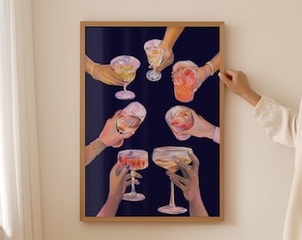 Cheers Cocktail Print: Retro Bar Cart Art (Digital Download)