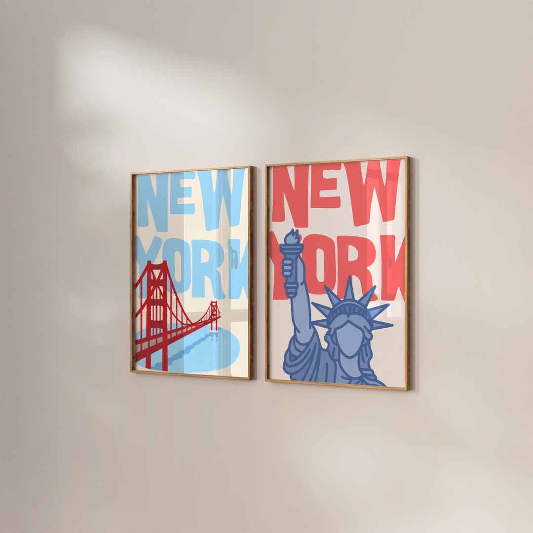 New York Art Print Vintage NYC Wall Art Retro New York City Poster ...